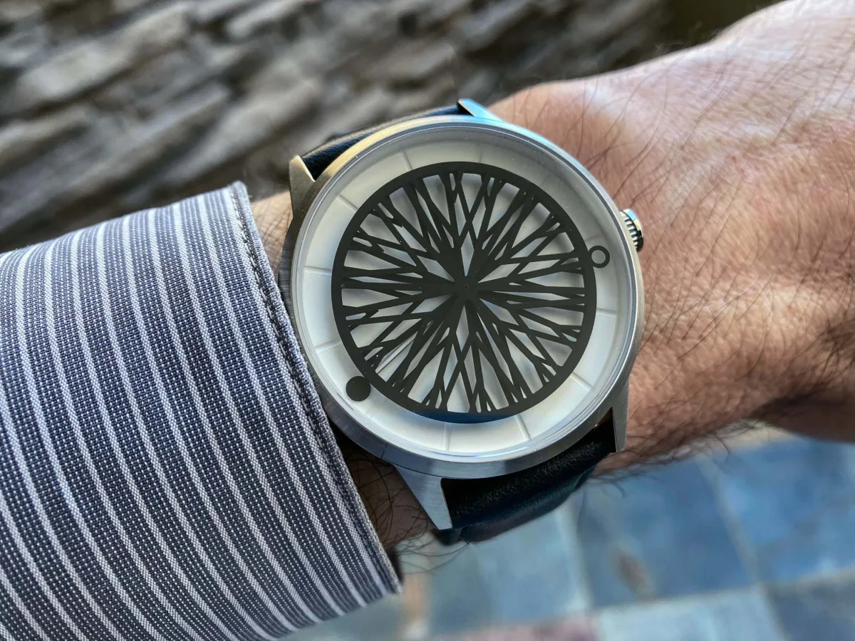 Humism Rhizome watch displayed with Italian leather strap
