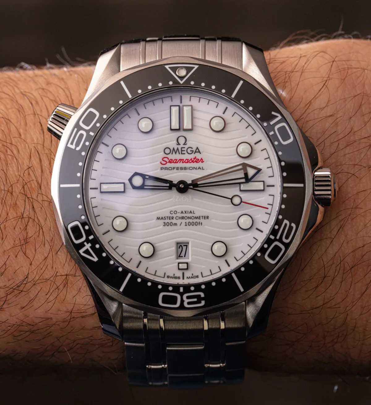 Omega Seamaster 300M close-up of dial