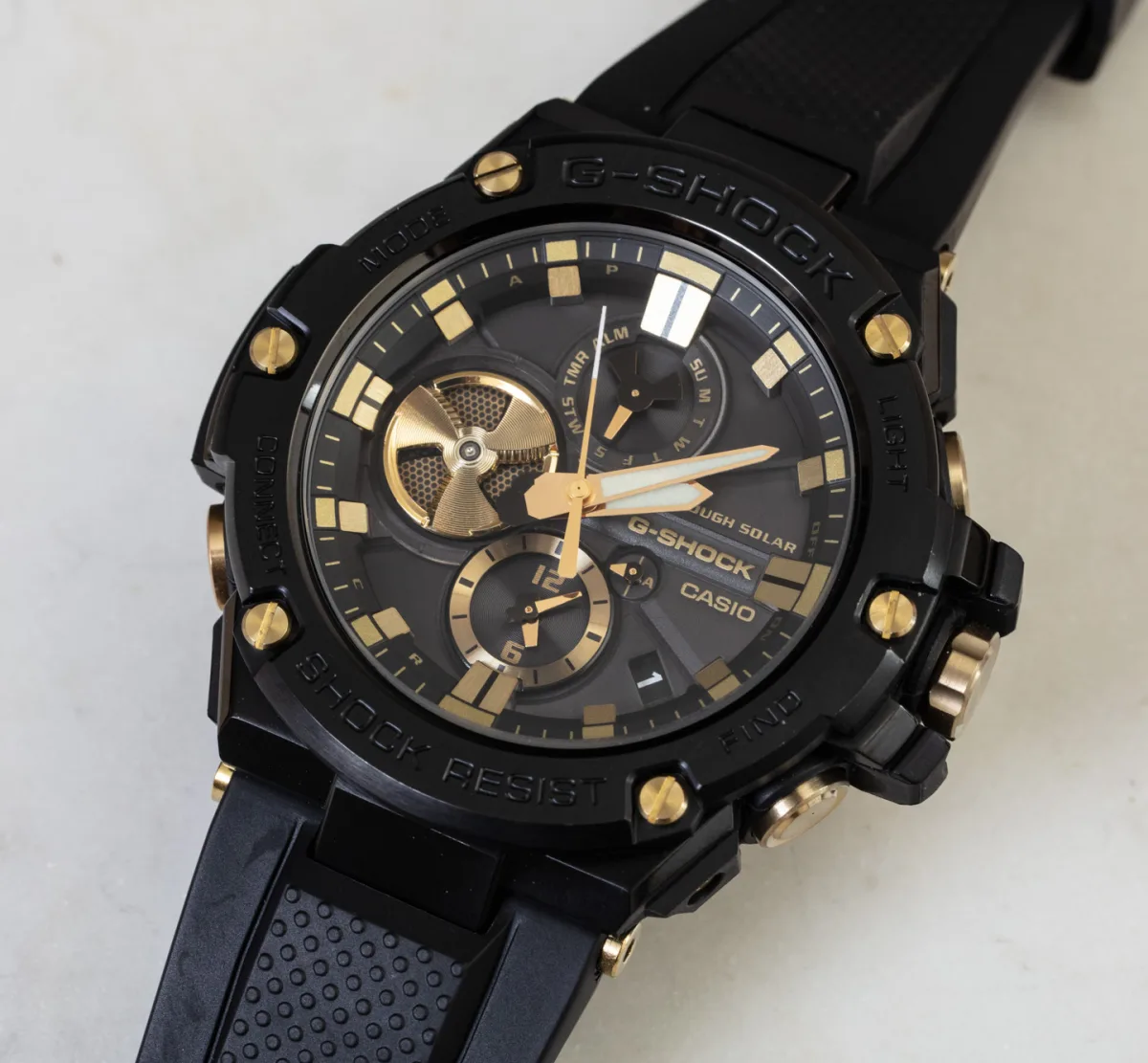 Front view of Casio G-Shock G-Steel GSTB100GC-1A