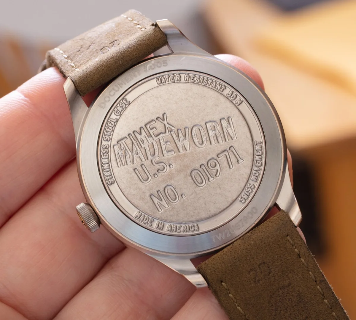 Timex x MadeWorn leather strap detail