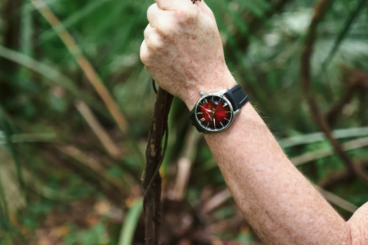 H. Moser & Cie. Pioneer Centre Seconds on wrist in relaxed setting