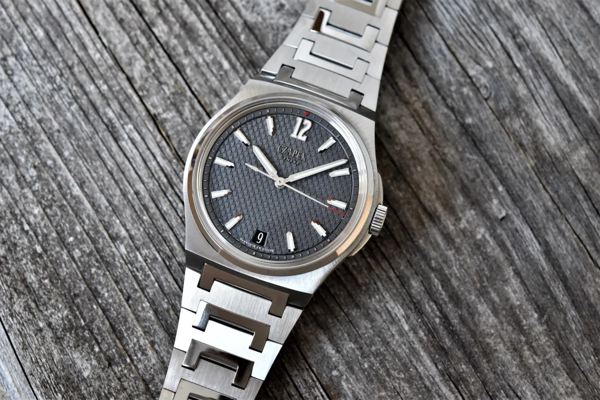 Czapek Antarctique watch model in focus