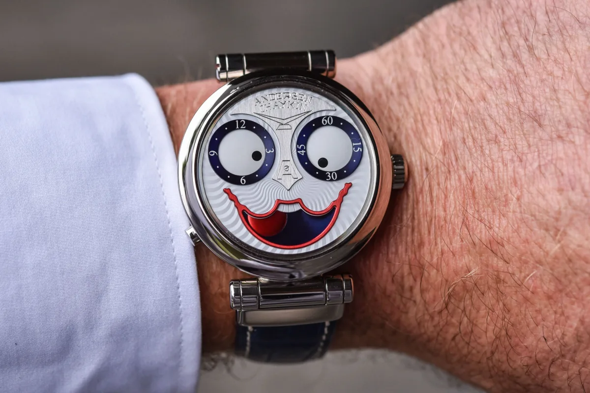 Back view of Joker Automaton watch with poker scene