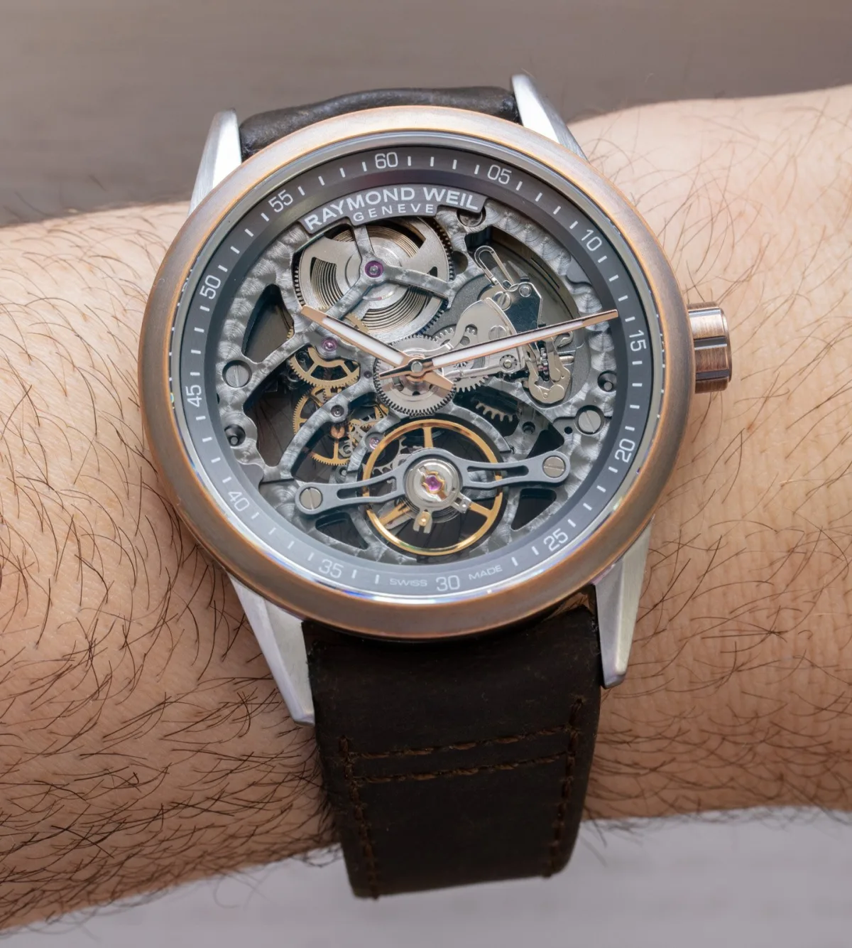 Front view of the Raymond Weil Freelancer RW1212 Skeleton