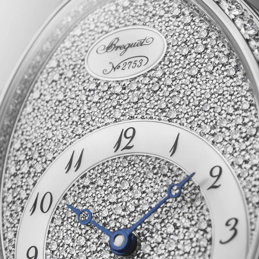 Back view of Breguet Reine de Naples 8938 with sapphire caseback
