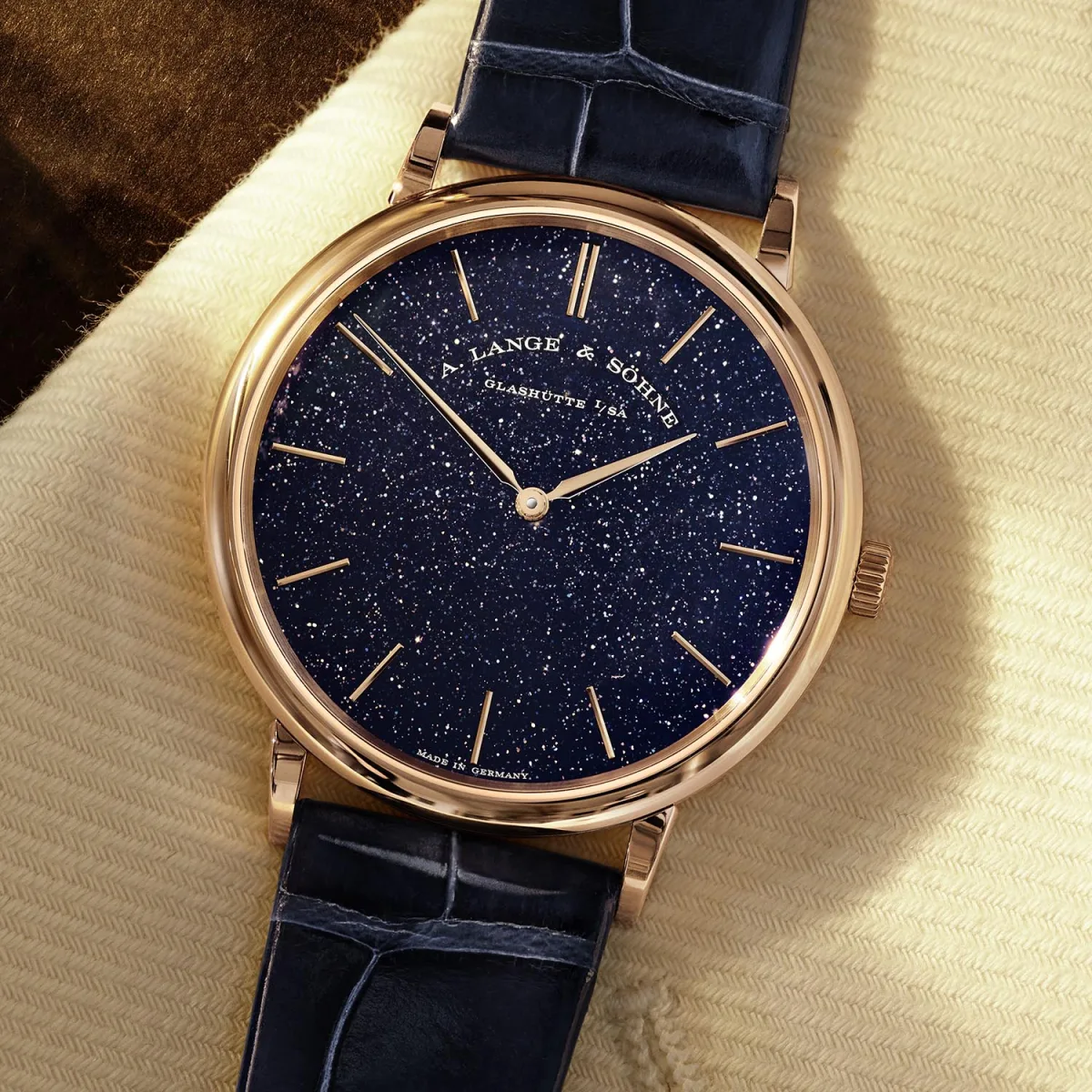 A. Lange & Söhne Saxonia Thin Blue Gold Flux watch face