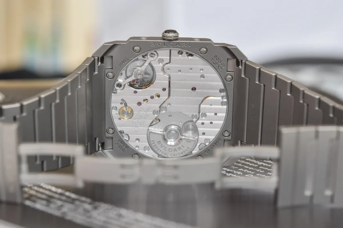 Close-up of Bvlgari's perpetual calendar movement
