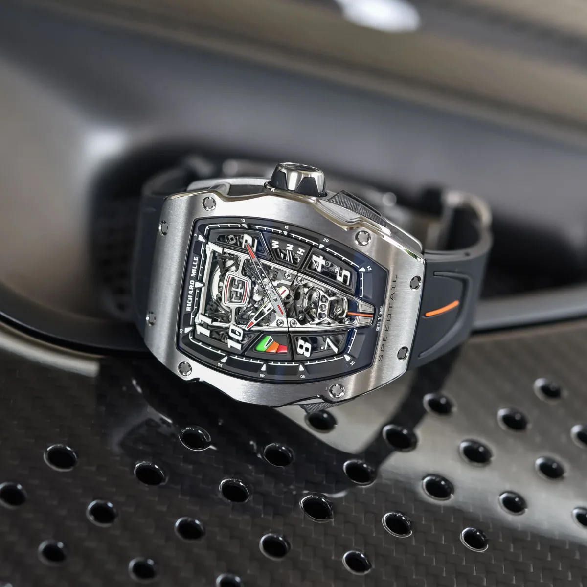 Richard Mille RM 40-01 watch with orange strap
