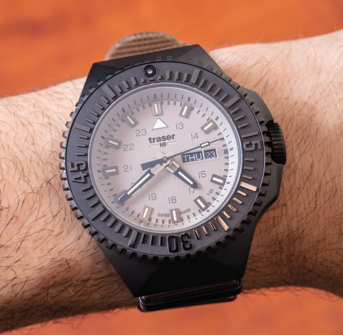 Back view of Traser P69 Black Stealth watch