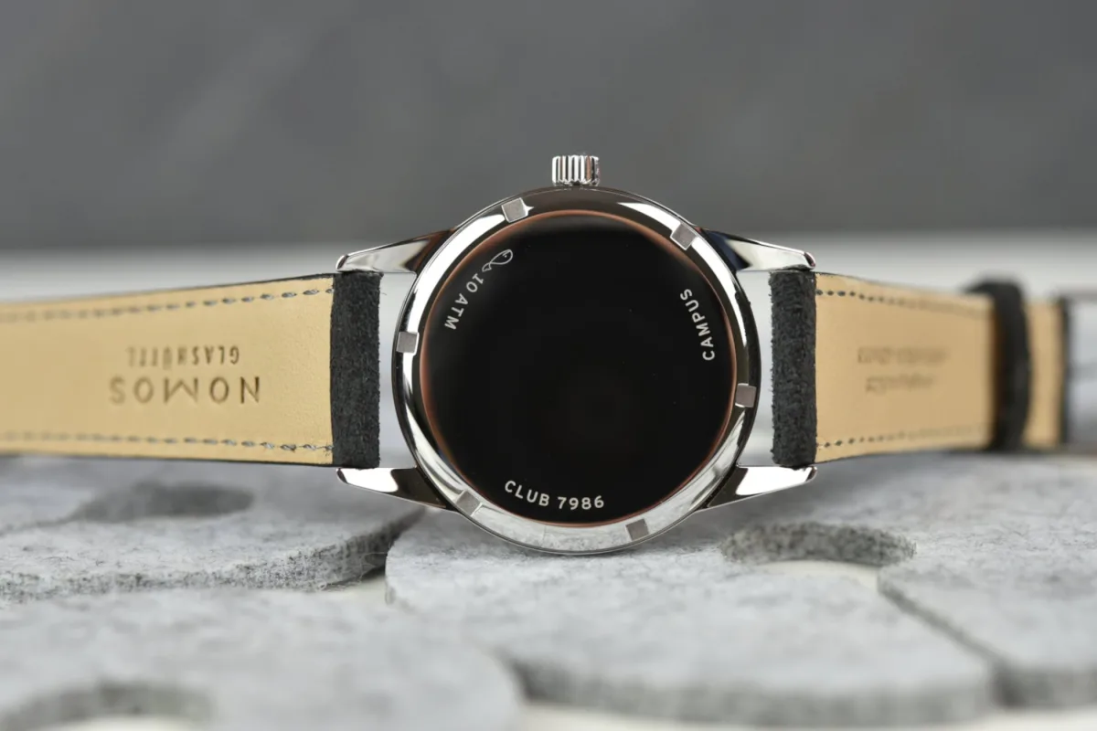 Nomos Club Campus watch with engraved case back