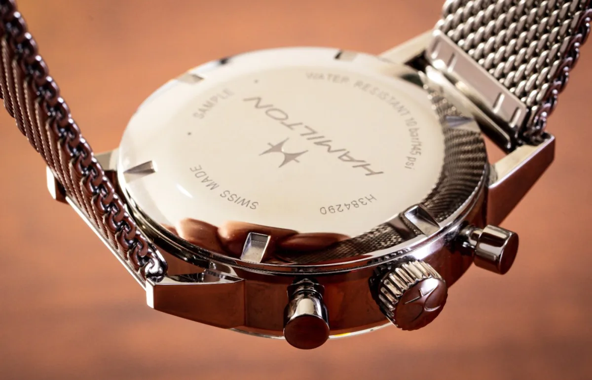 Close-up of Hamilton Intra-Matic Chronograph H sub-dials