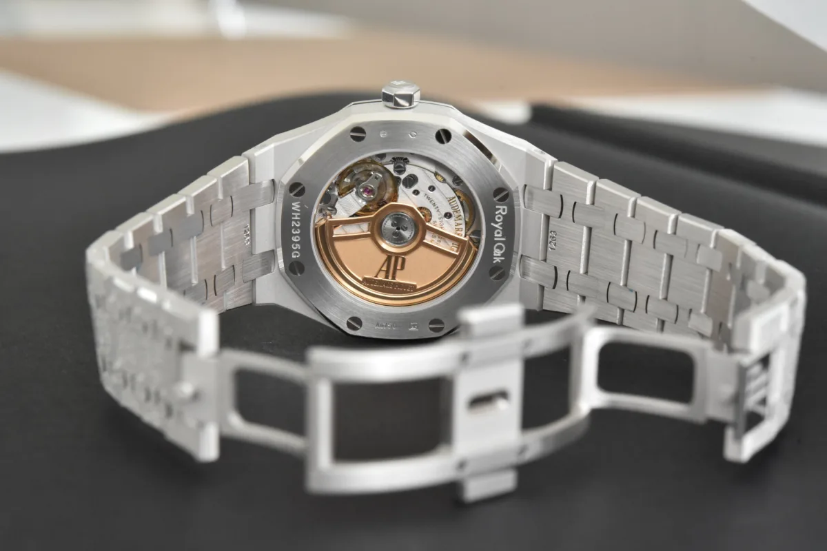 Sapphire case back showing Audemars Piguet Caliber 5800 movement