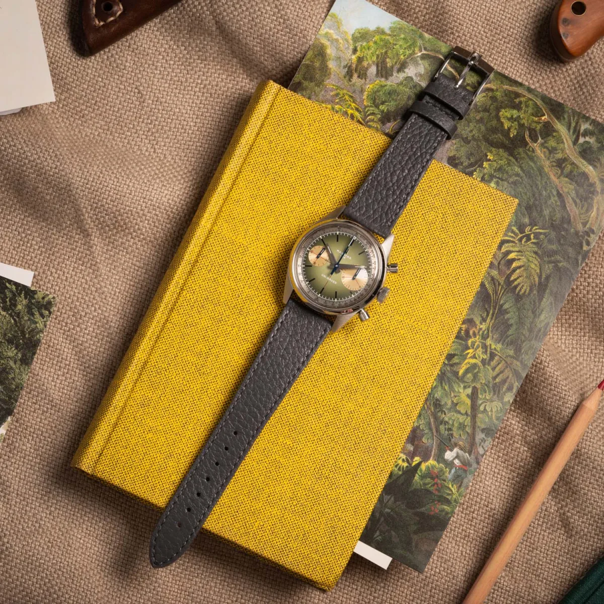 Close-up of Massena LAB Uni-Racer case and dial