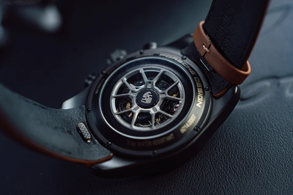 Close-up of Porsche Design Chronograph flyback feature