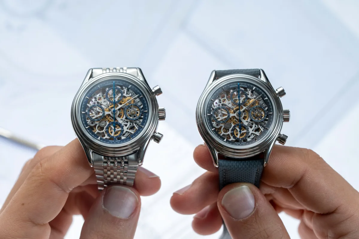 Arsène Lippens Scheletrato Opaco showing skeletonized dial