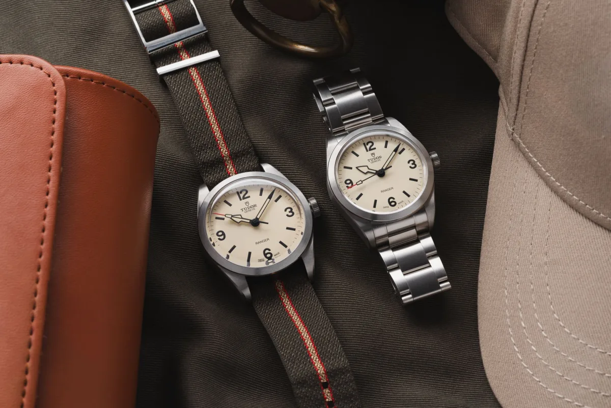 Tudor Ranger watch with green strap on display