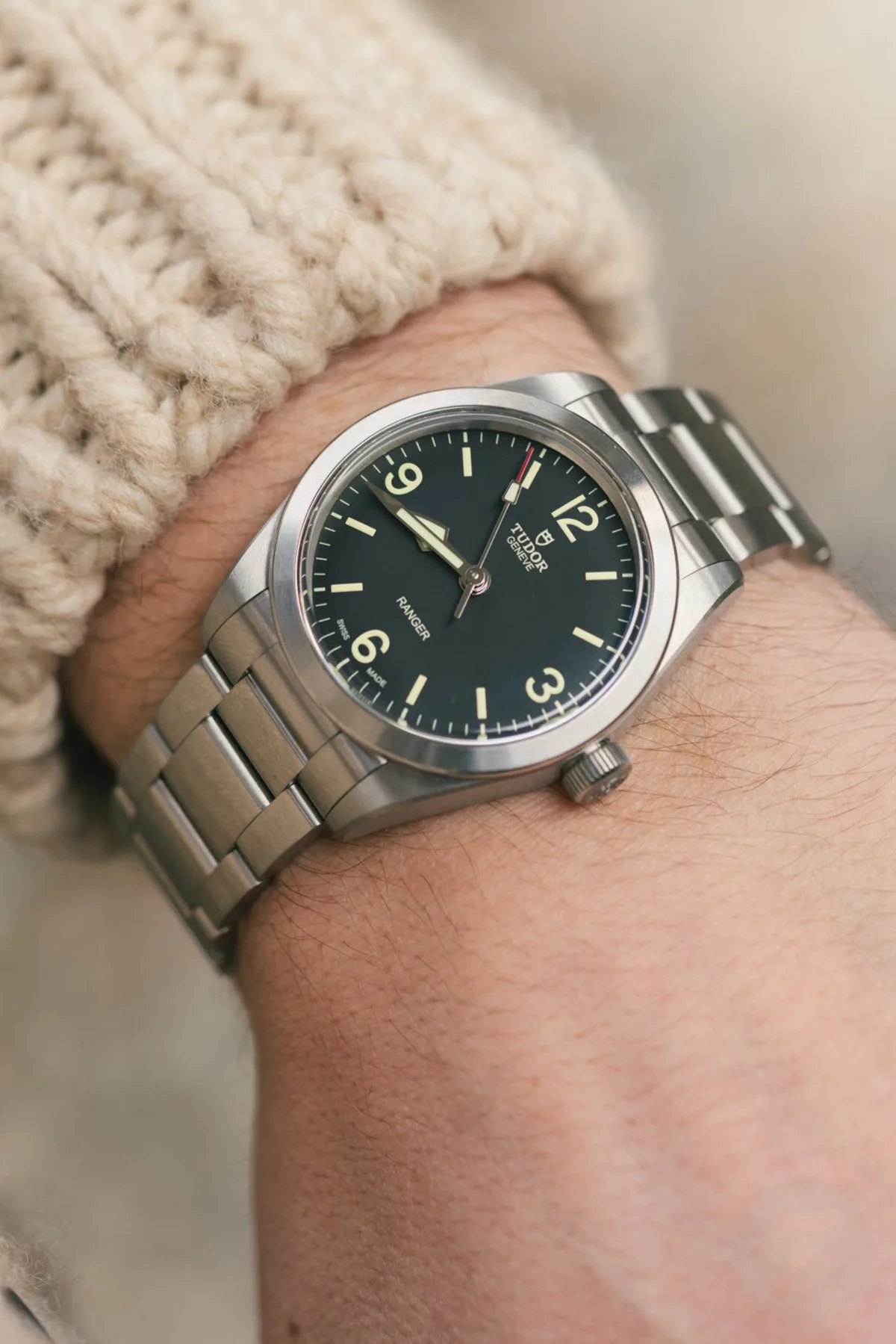 Side view of Tudor Ranger 36mm on wrist