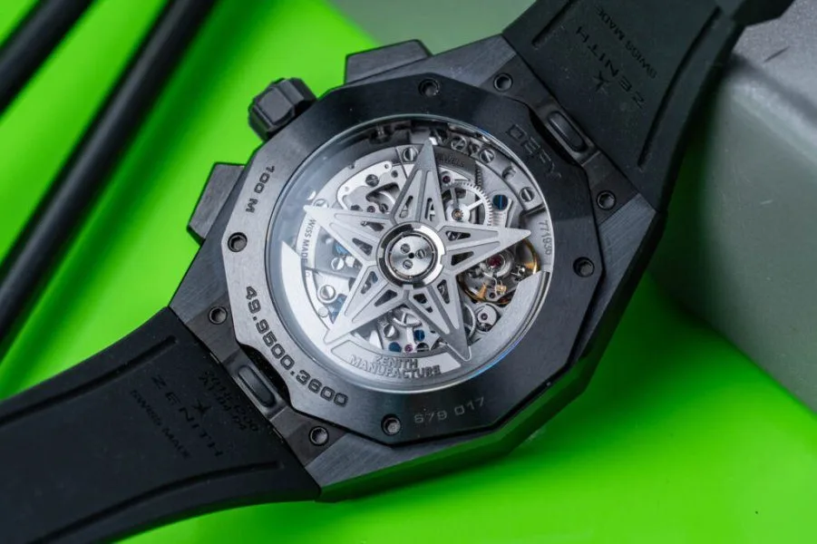 Zenith Defy Skyline Chronograph rear view and movement
