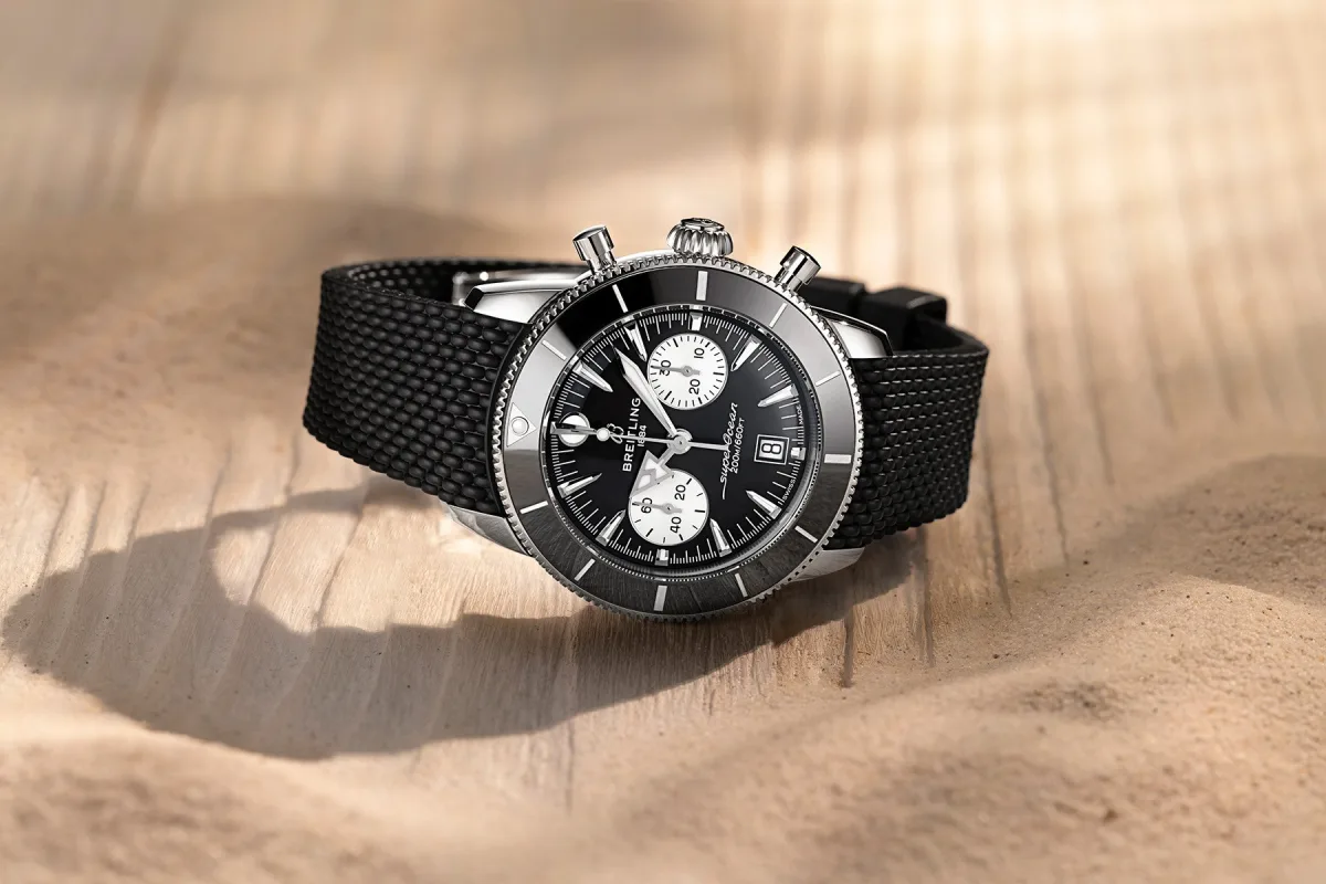 Detailed view of Breitling Superocean Heritage B01 Chronograph 42 bezel