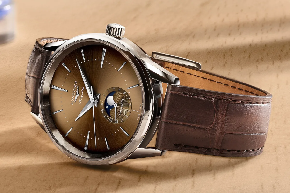 Longines Flagship Heritage Moonphase with sunburst brown dial