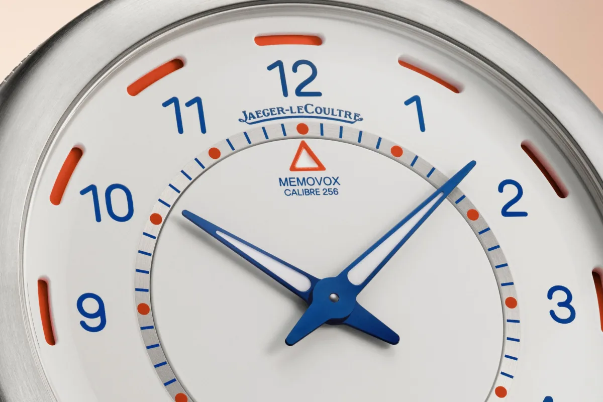 Back view of Jaeger-LeCoultre Memovox Travel Clock with stand
