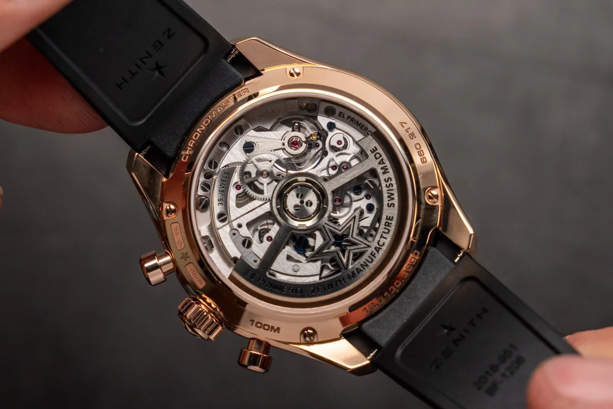 El Primero 3600SK movement visible through sapphire cover