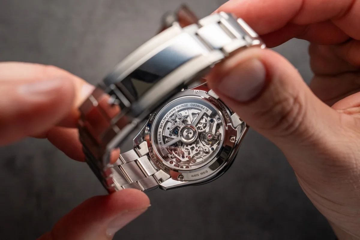 Blue column wheel of Zenith Chronomaster Sport