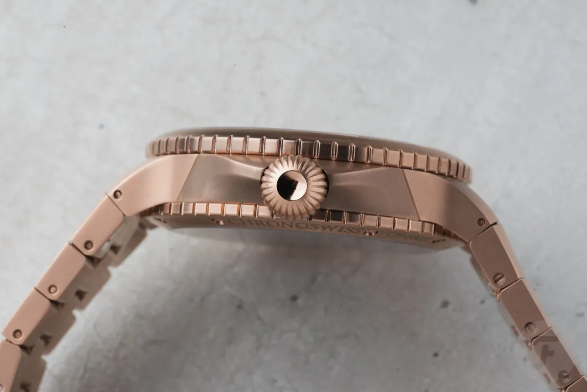 Chronoswiss Pulse GMT matte sandblasted case side