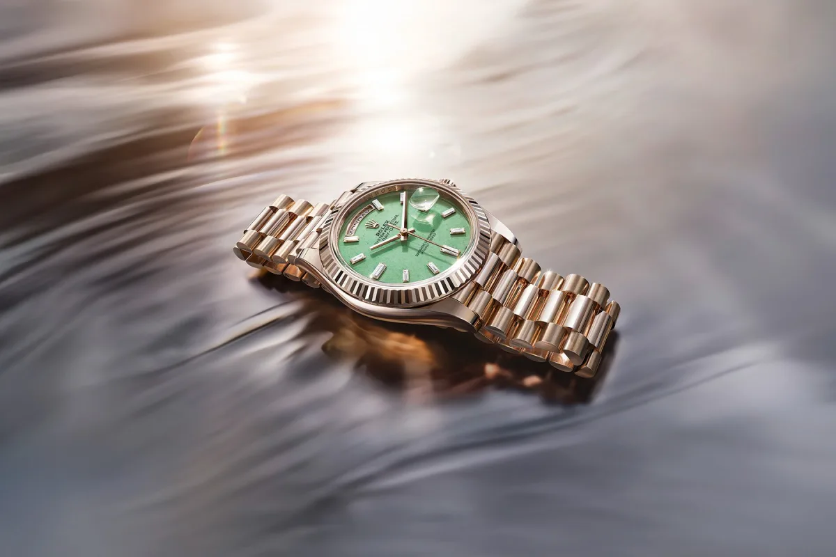 Rolex Day-Date 40 side view showing case thickness