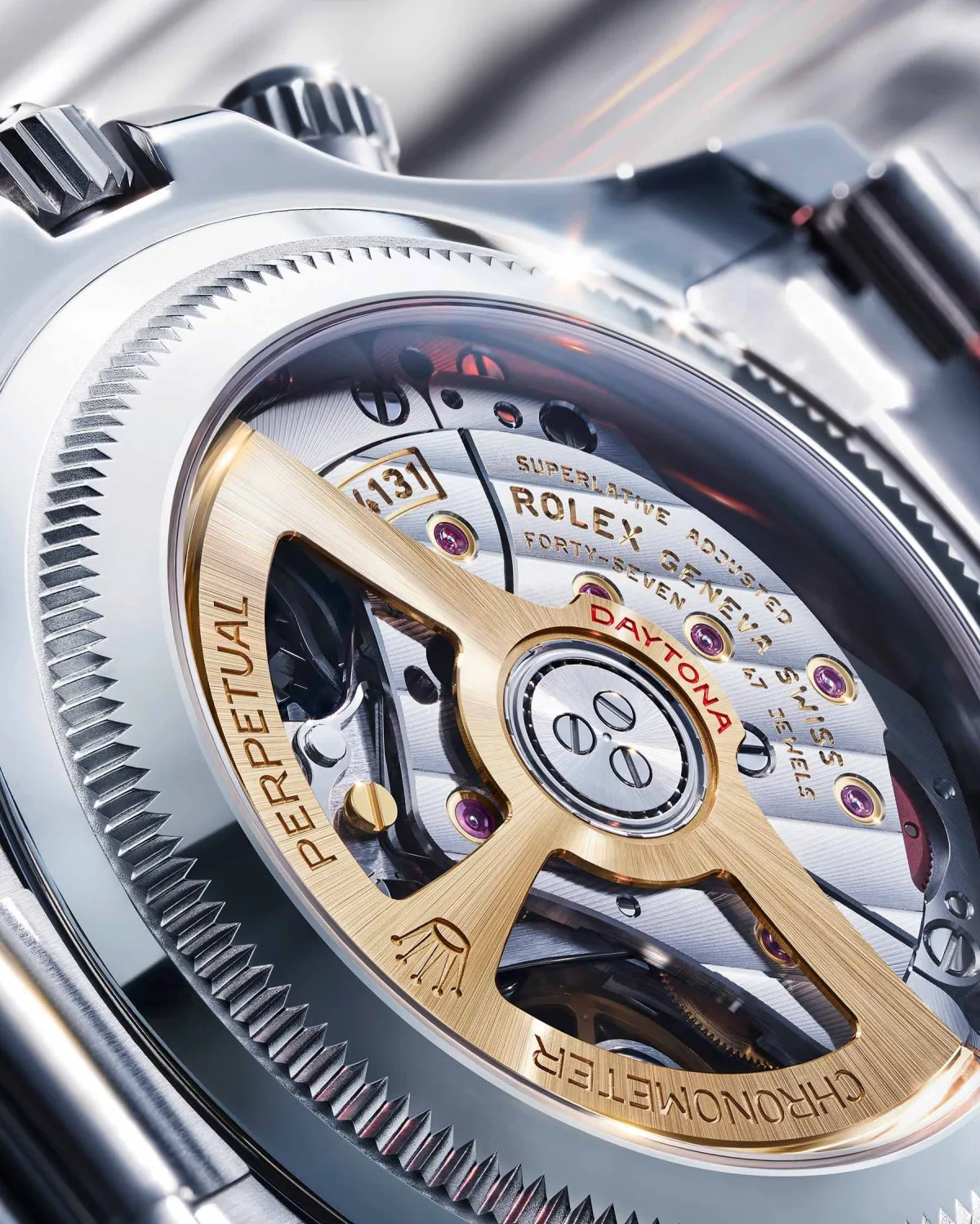 Rolex Daytona 4131 caliber with gold rotor