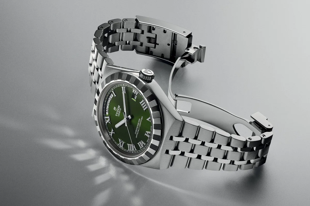 Tudor Royal watch with retro-style stick markers