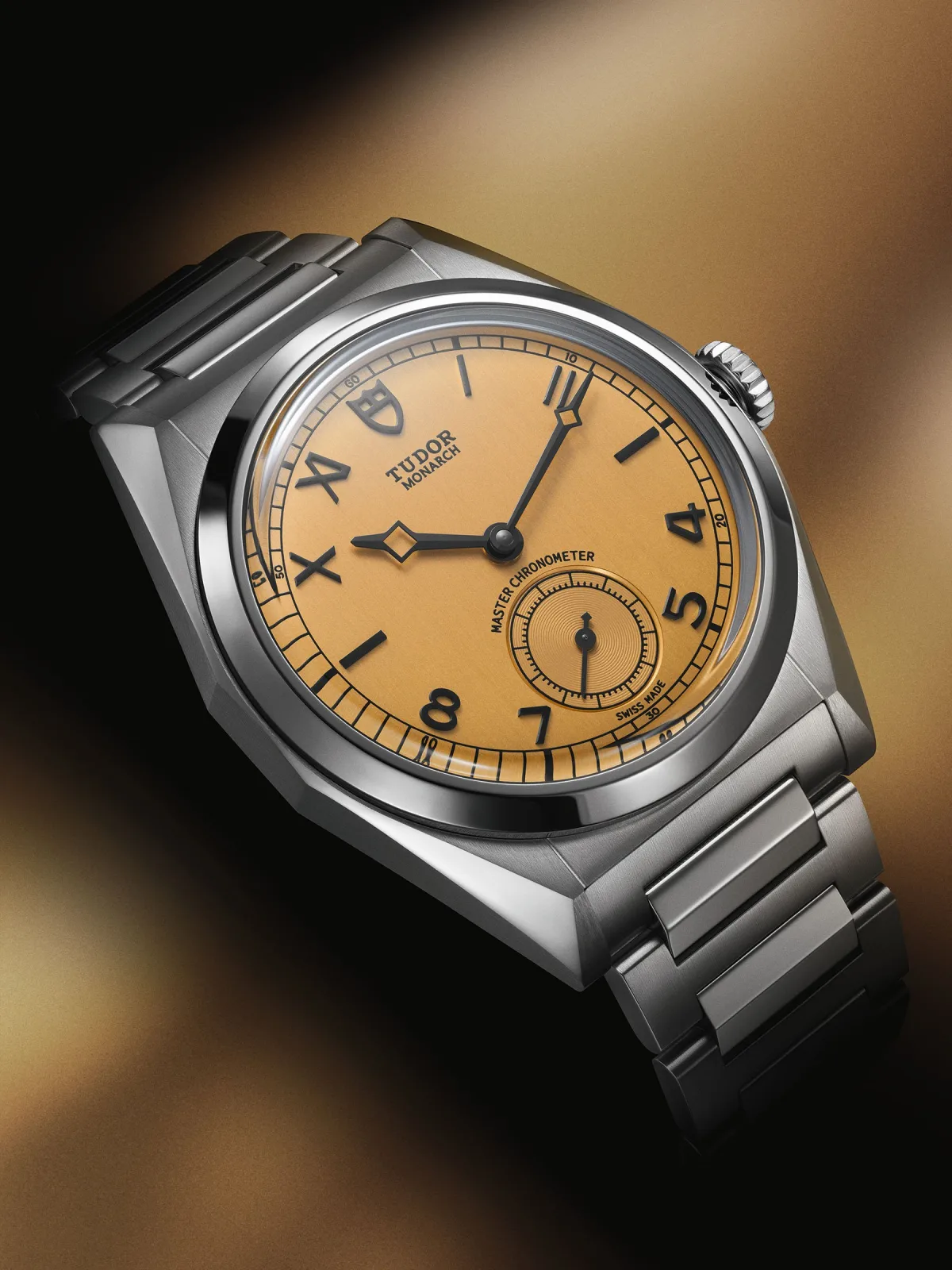 Tudor Monarch watch with papyrus-colored dial