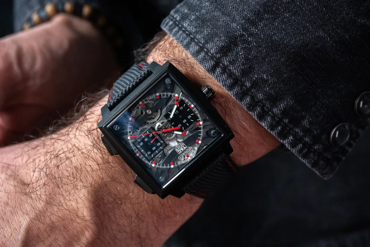 TAG Heuer Monaco Evergraph case with titanium finish