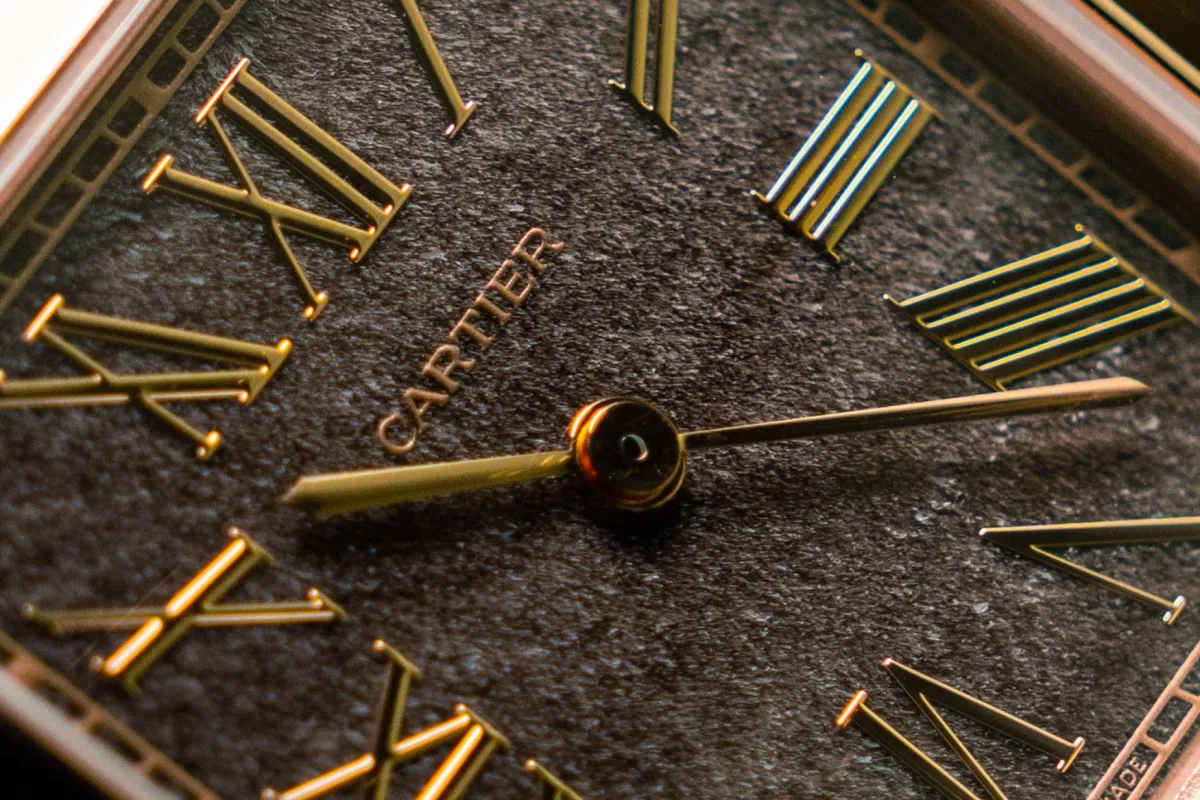Cartier Santos-Dumont watch with silver sunray dial