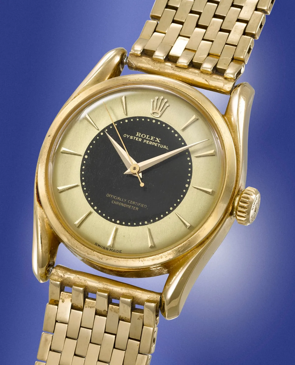 Rolex Oyster Perpetual ref. 6090 watch face.