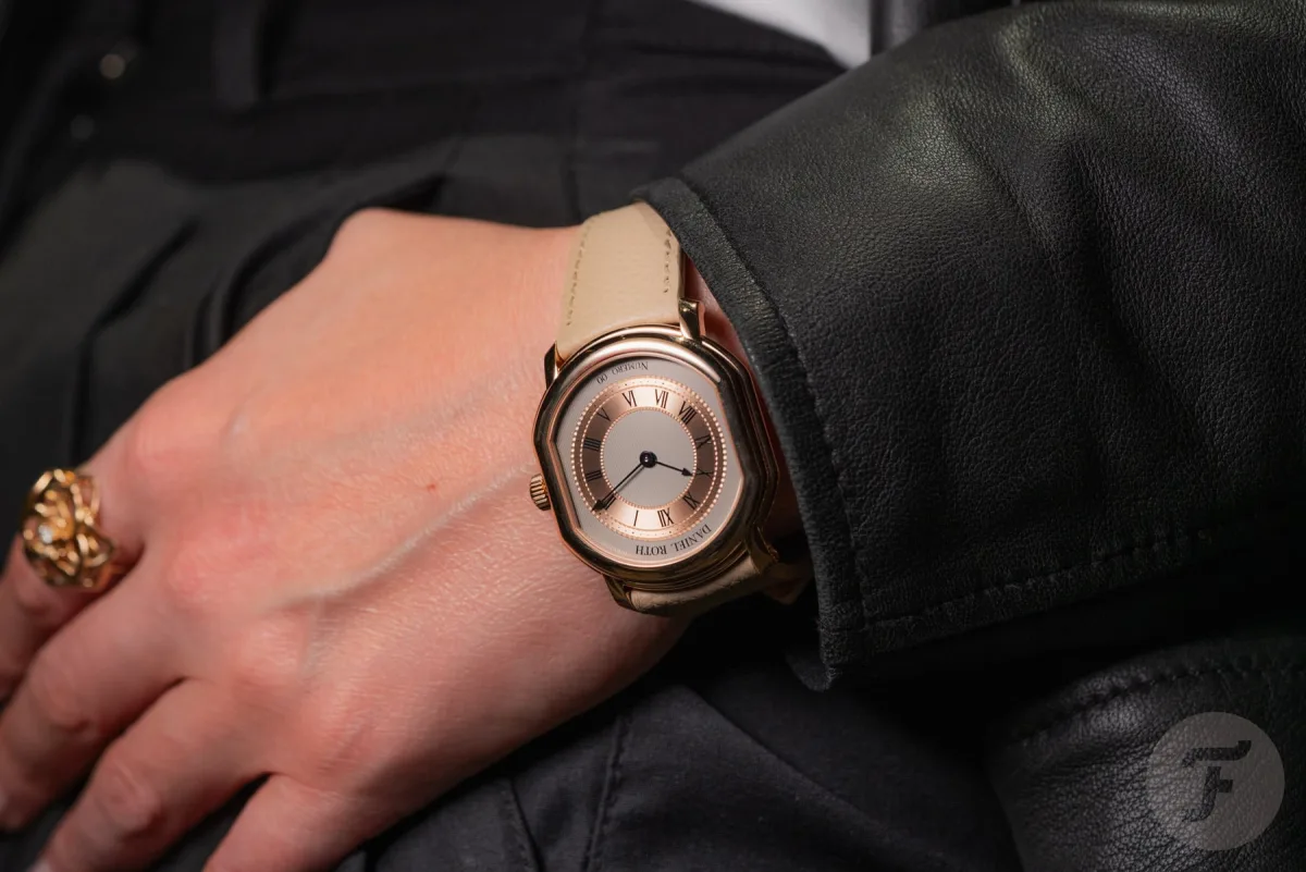 Close-up of Daniel Roth Extra Plat Rose Gold dial