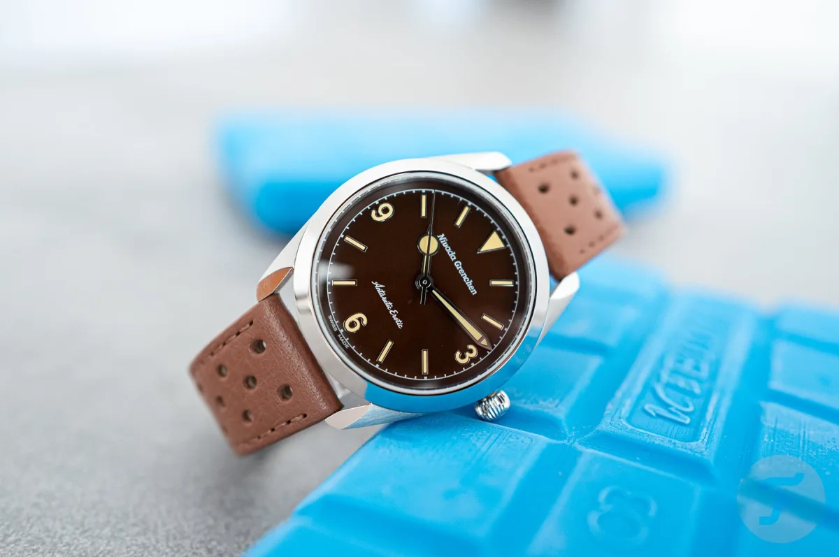 Nivada Grenchen Antarctic Erotic watch dial close-up