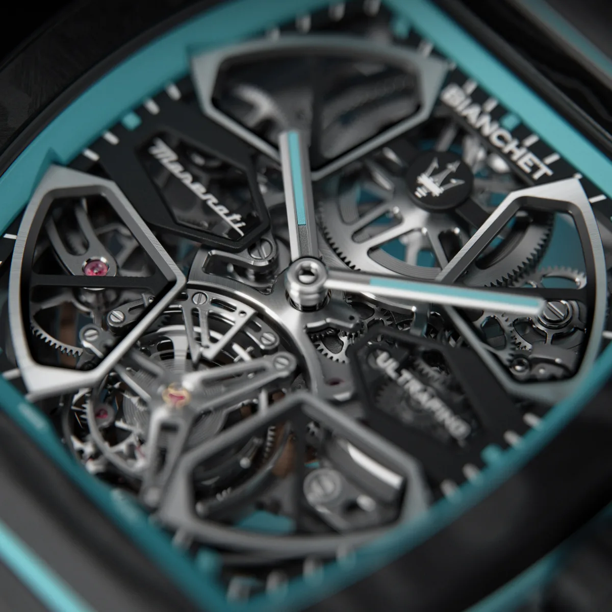 Detailed view of Bianchet UltraFino Maserati mechanism