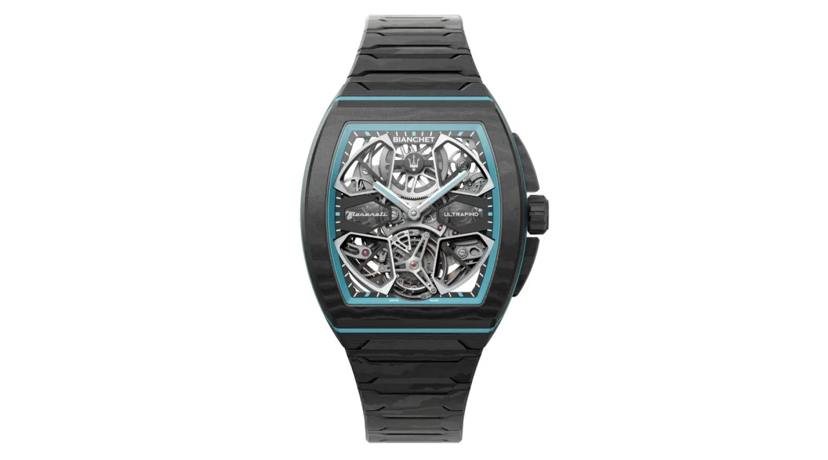 Close-up of Bianchet UltraFino Maserati tourbillon